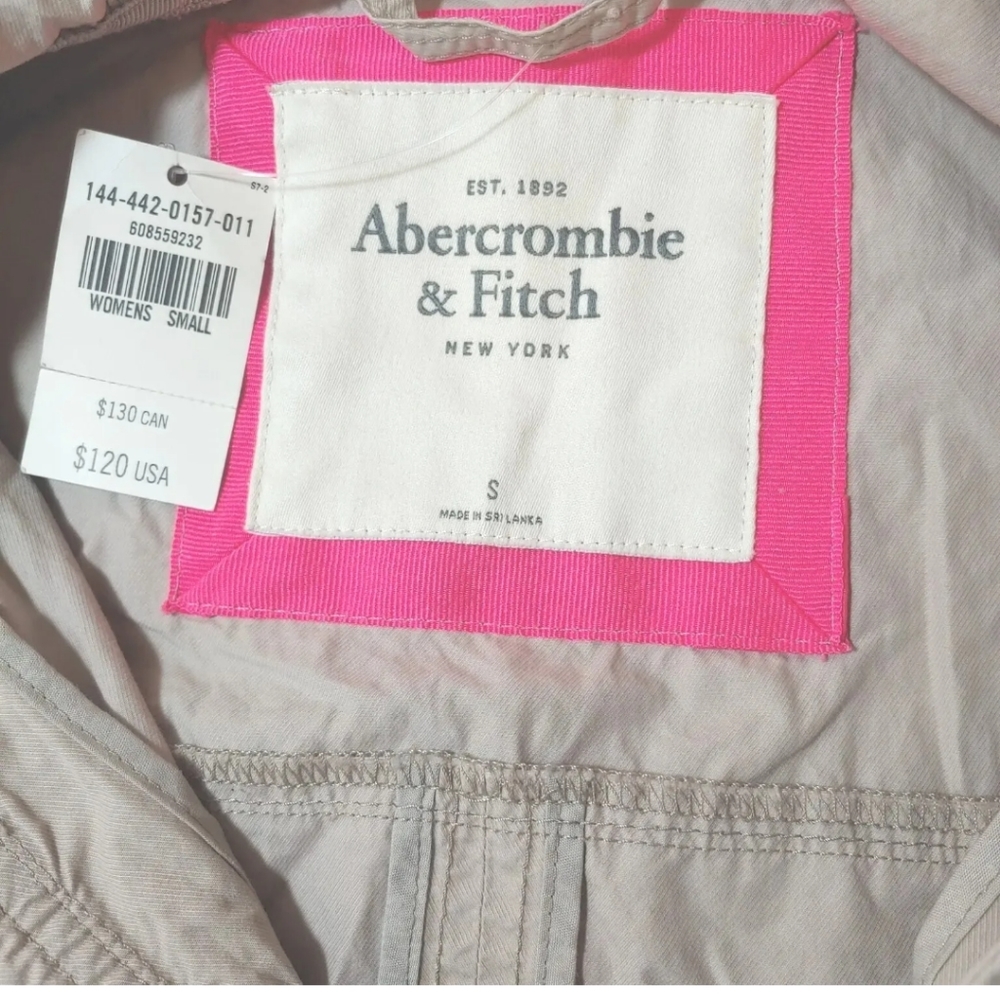 Abercrombie Finch Zip Up Jacket Desert Khaki Military Field Coat Utility Gorp Sm - Picture 3 of 6